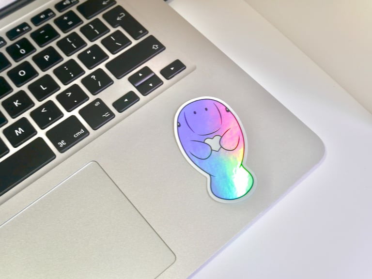 Holographic Manatee Pride Sticker | SaltwaterPlushies