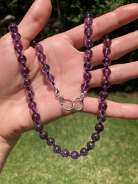 Image 2 of Amethyst Necklace, Amethyst Hand Knotted Gemstone Necklace, February Birthstone Necklace