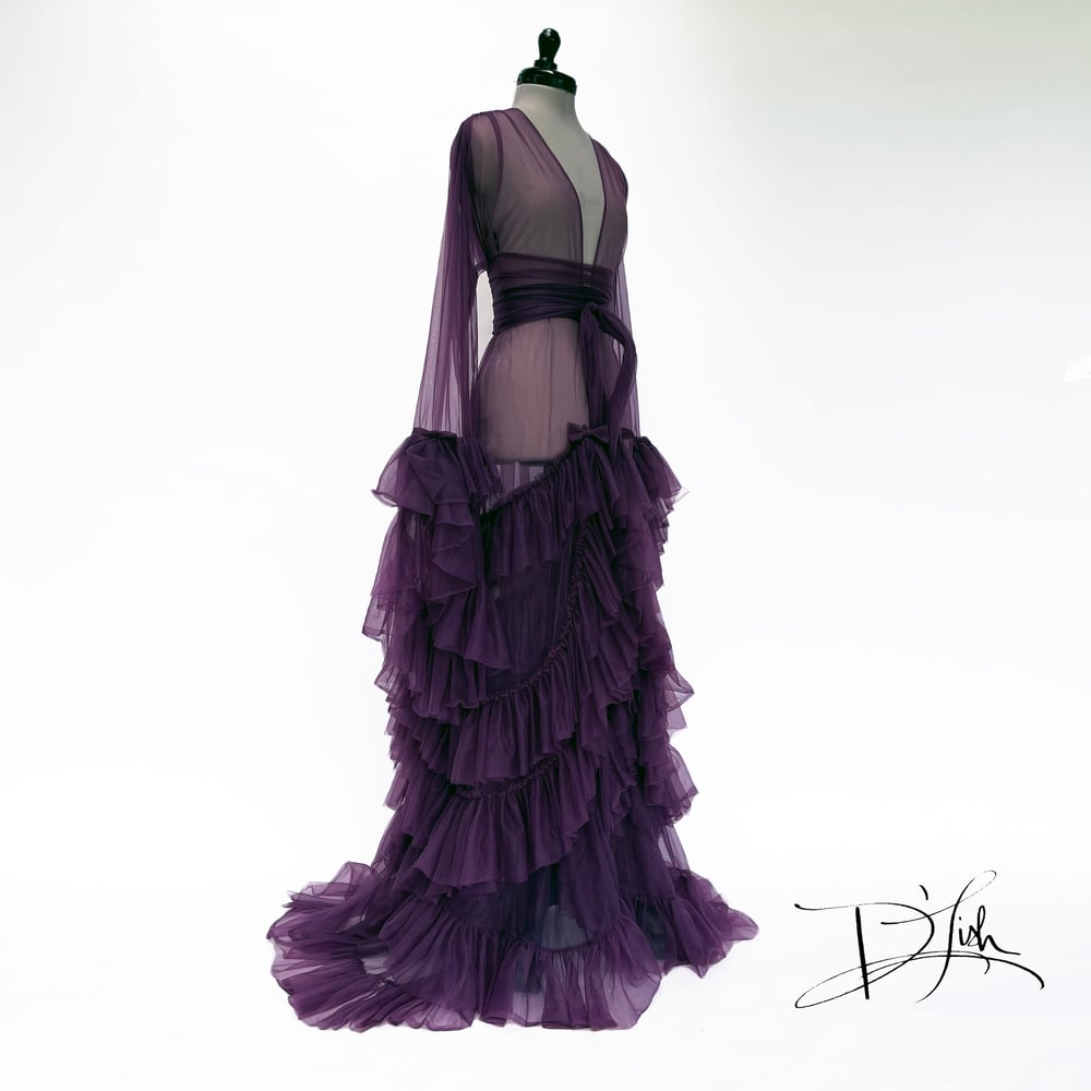 Image of Plum "Daphne" Sheer Dressing Gown