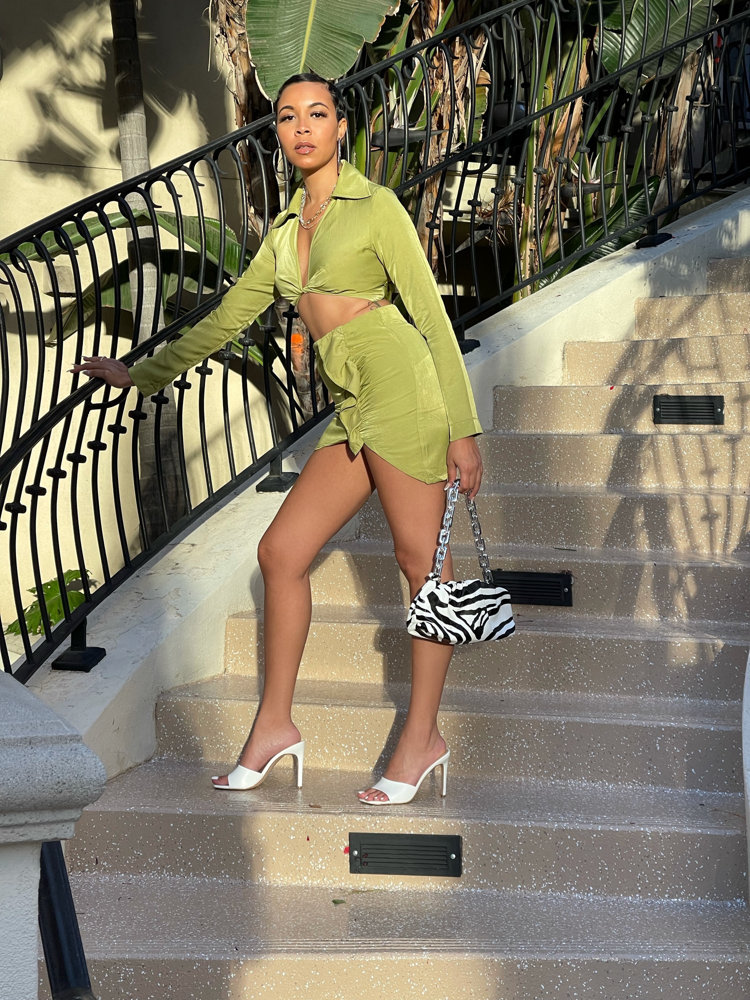 Image of Light Olive Mini Skirt Set🫒
