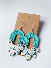 Mint floral bloom rainbow earrings 