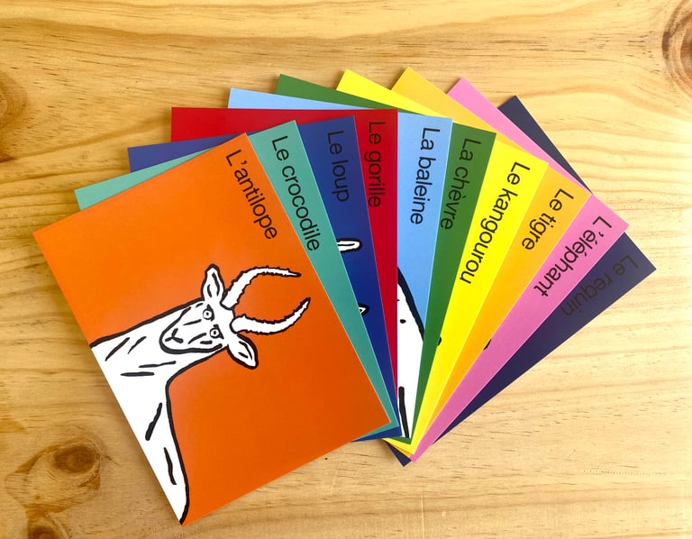 Les animaux - Set de 10 cartes postales