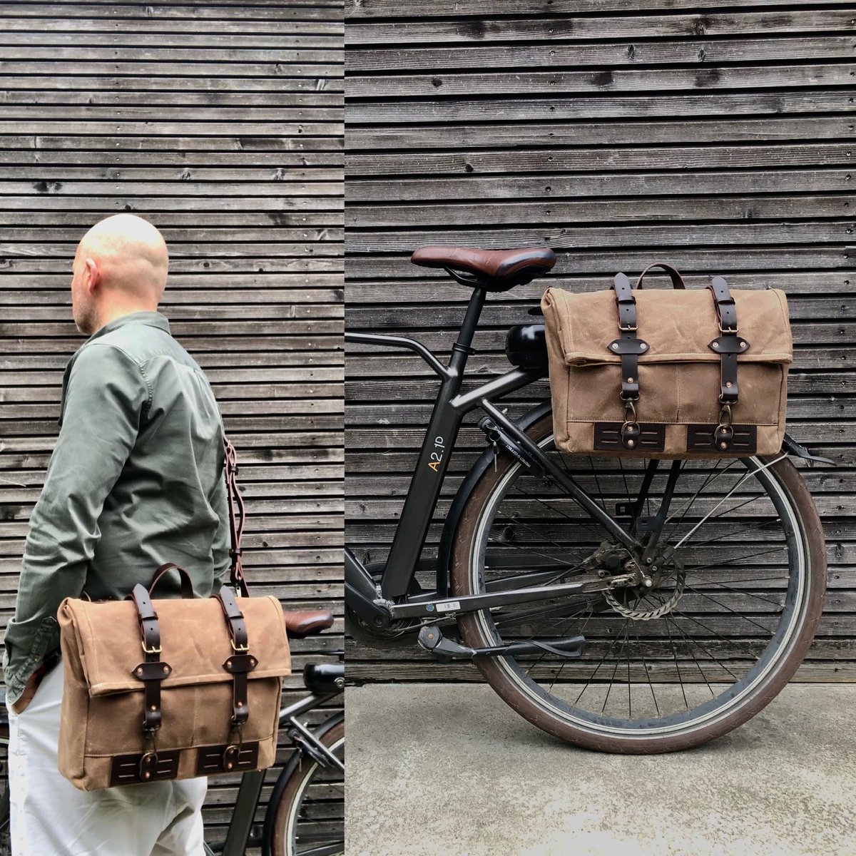 Waxed canvas bicycle bags sales