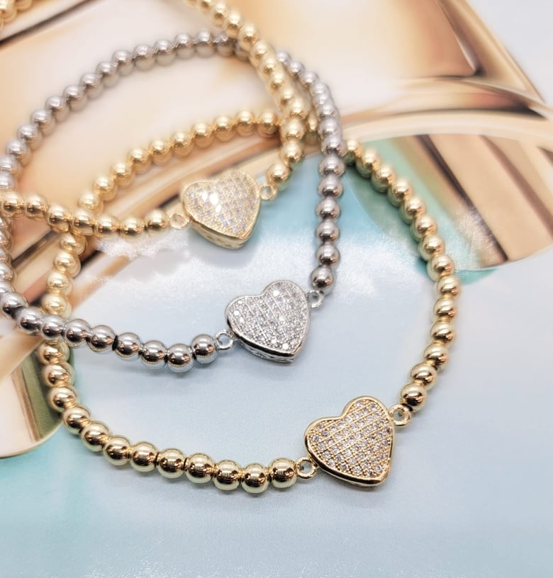 Image of Beaded diamond love bracelet