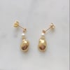Gold Shell Studs with Pearls 