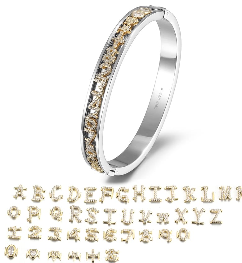 Image of Diamond Letter Bangle (add name in Sellers Notes at checkout)