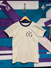 Chuckin cream and navy T shirt 