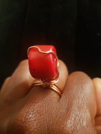 Image 1 of Red Coral Crystal Rings