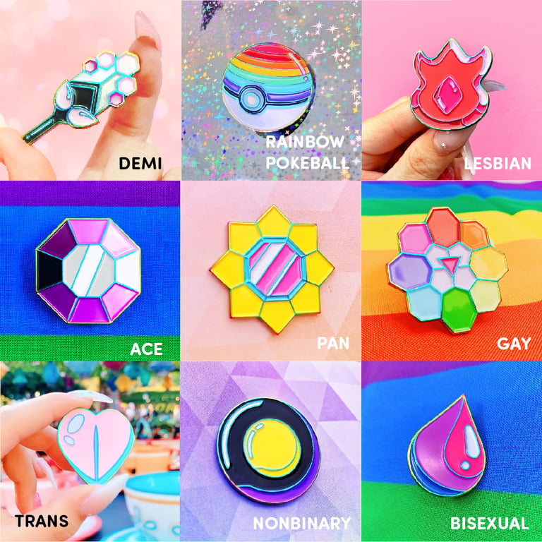 Image of SECONDS B GRADE LGBTQ+ Pokémon Rainbow Pins