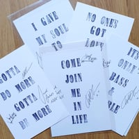 Image 2 of Signed TRAMPOLENE A5 lyric quotes