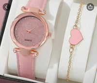 Image 1 of Round Rhinestone Watch With Bracelet 