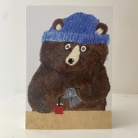 Image 3 of Greetings card -Blue beanie bear