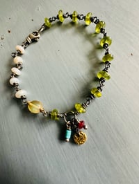 Image 14 of pearl and gemstone charm bracelet . sterling and 22k gold