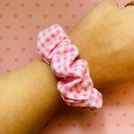 Image of Pink Gingham Flannel Scrunchie