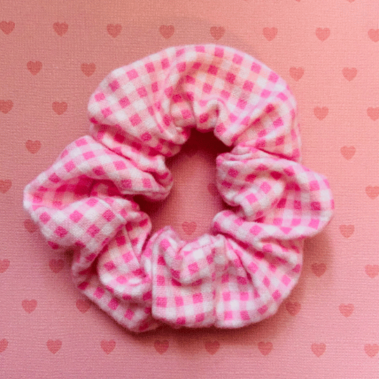 Image of Pink Gingham Flannel Scrunchie
