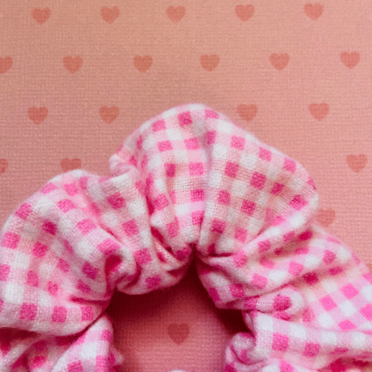 Image of Pink Gingham Flannel Scrunchie
