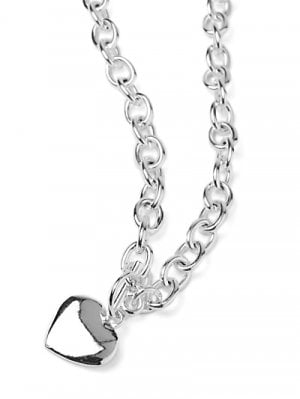 Image of Silver Tone Heart Charm Necklace