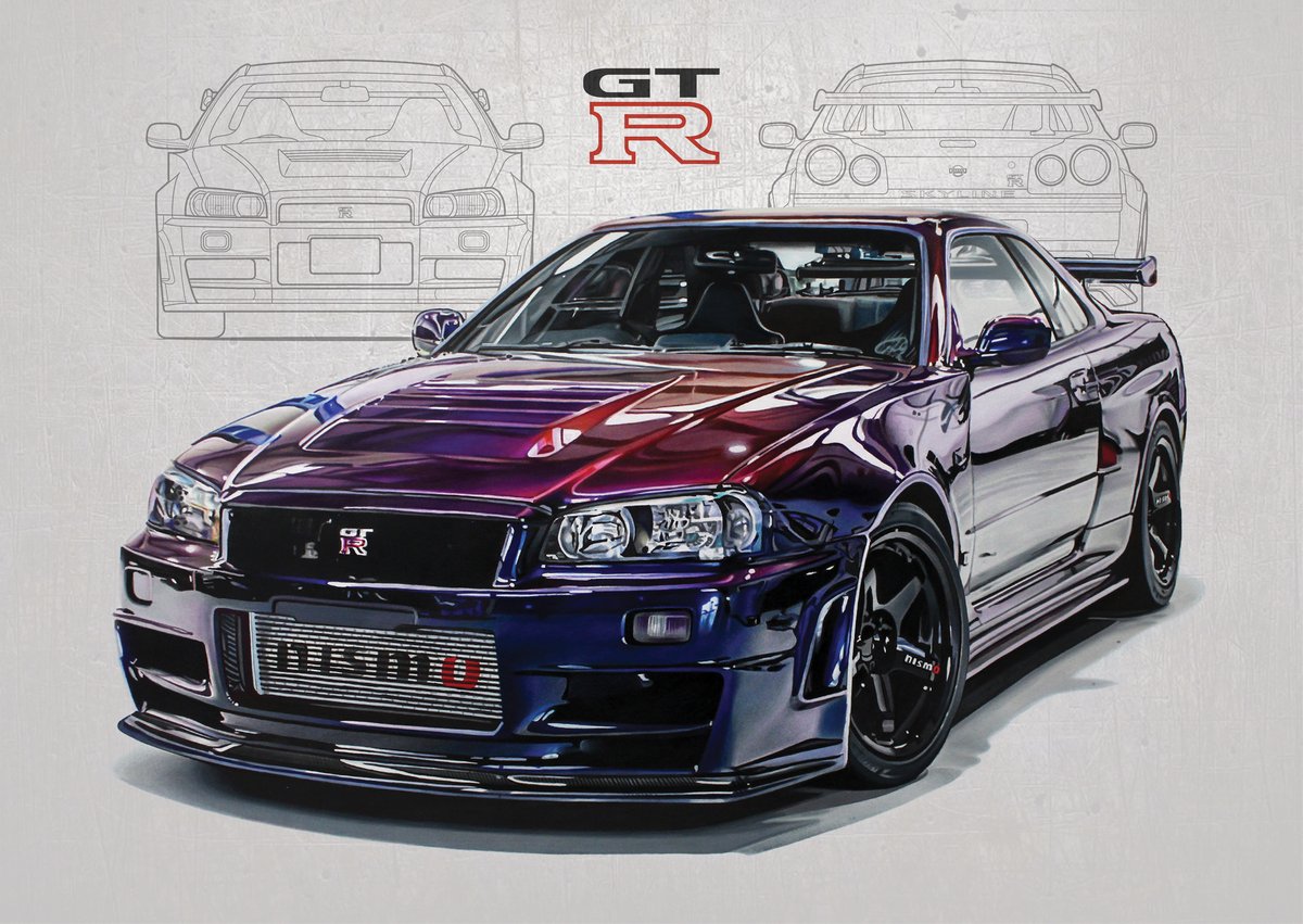 Nissan Skyline Gt R R34 Nismo Z Tune Poster Print 25 00 Nissan Skyline Gt R R34 Nismo Z Tune Poster Print 25 00