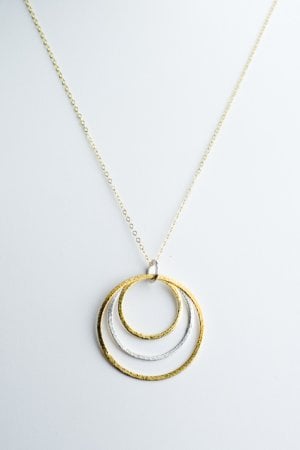 Image of Triple Gold and Silver Circle Charm Necklace
