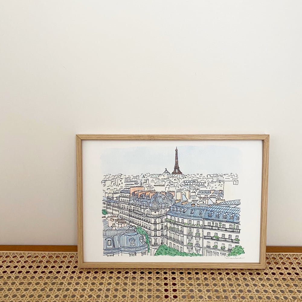 Image of Parisian rooftops Print A4