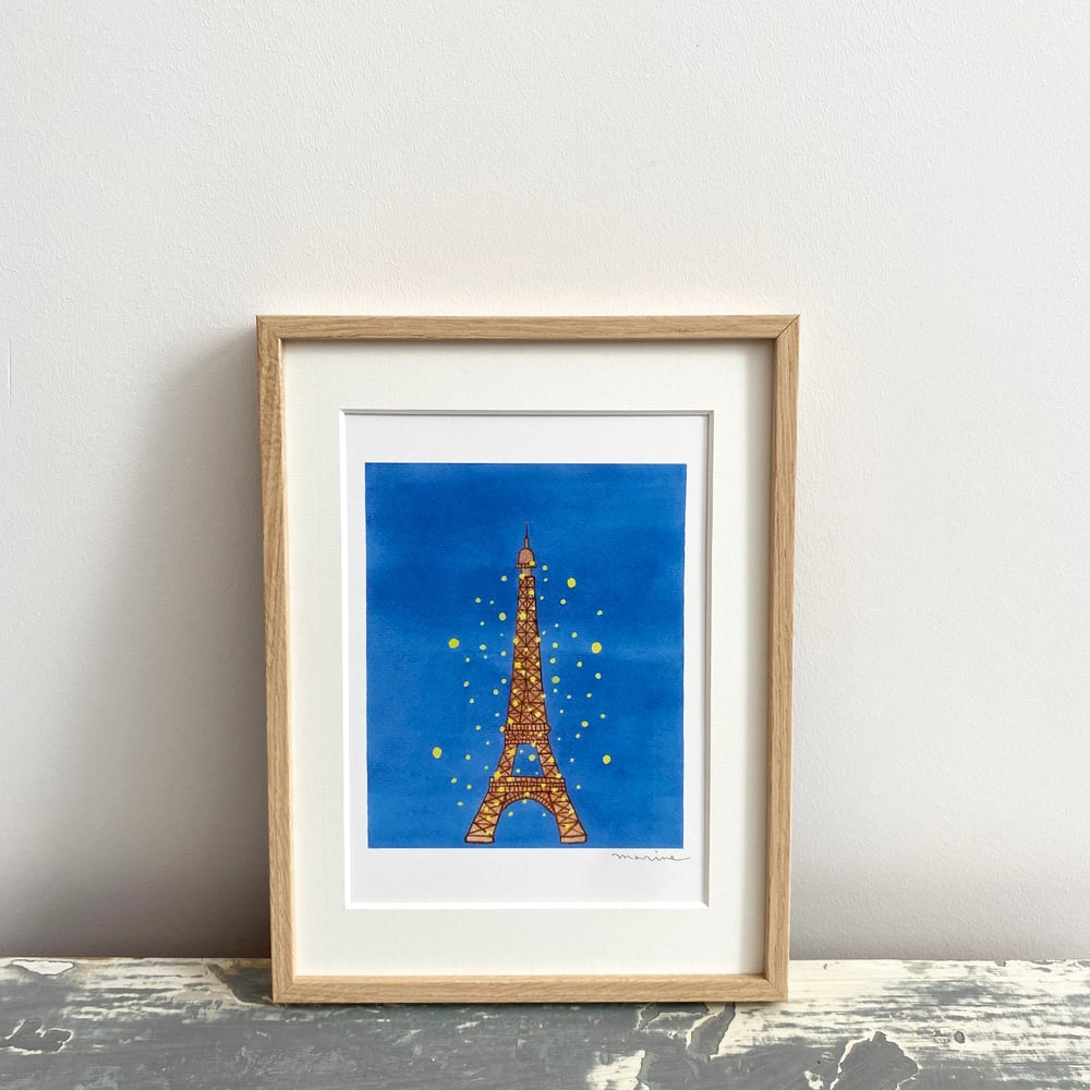 Image of Eiffel Tower by night Print A5