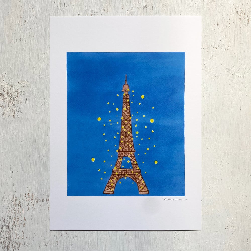 Image of Eiffel Tower by night Print A4
