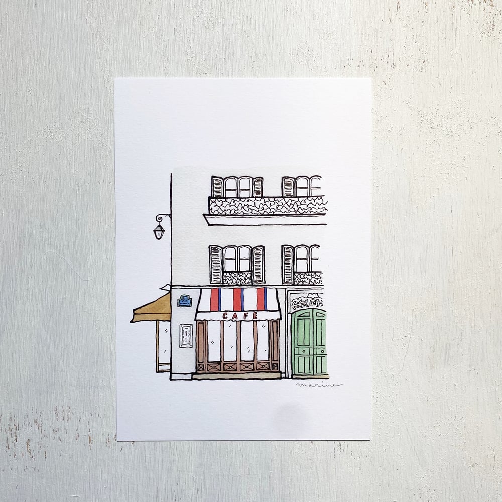 Image of Parisian café Print A5