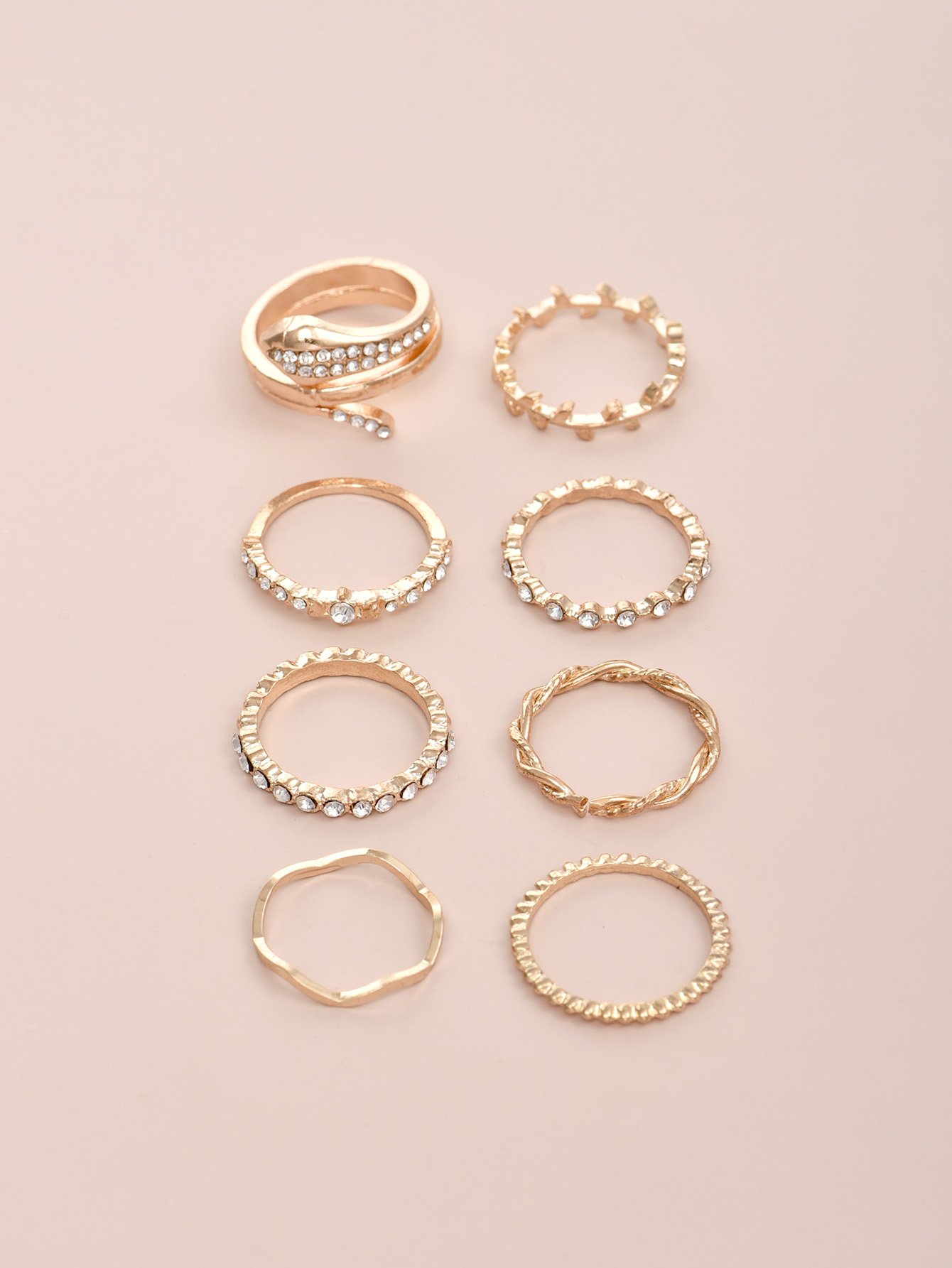 Image of Rhinestone Statement Ring Set