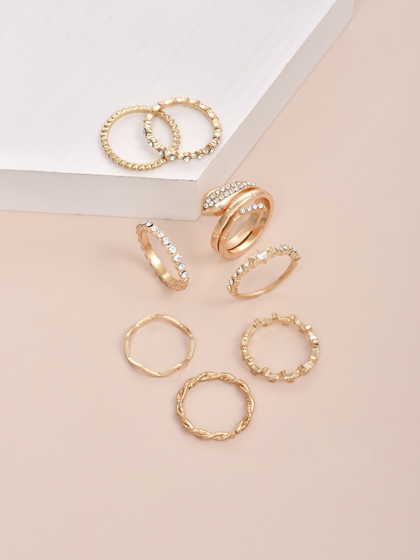 Image of Rhinestone Statement Ring Set