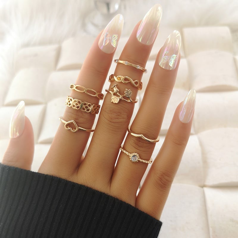 Image of Love and Flower Ring Set