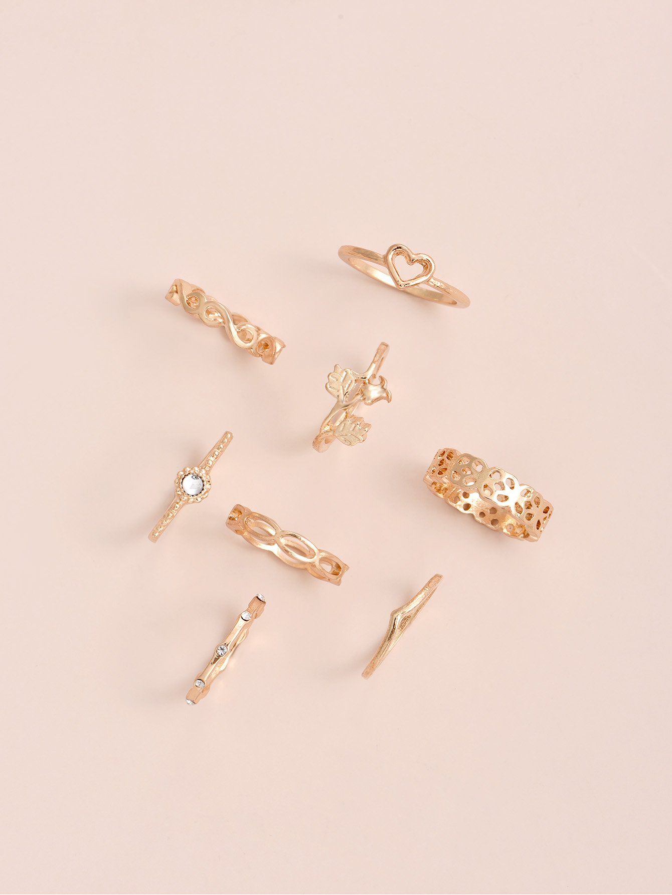 Image of Love and Flower Ring Set