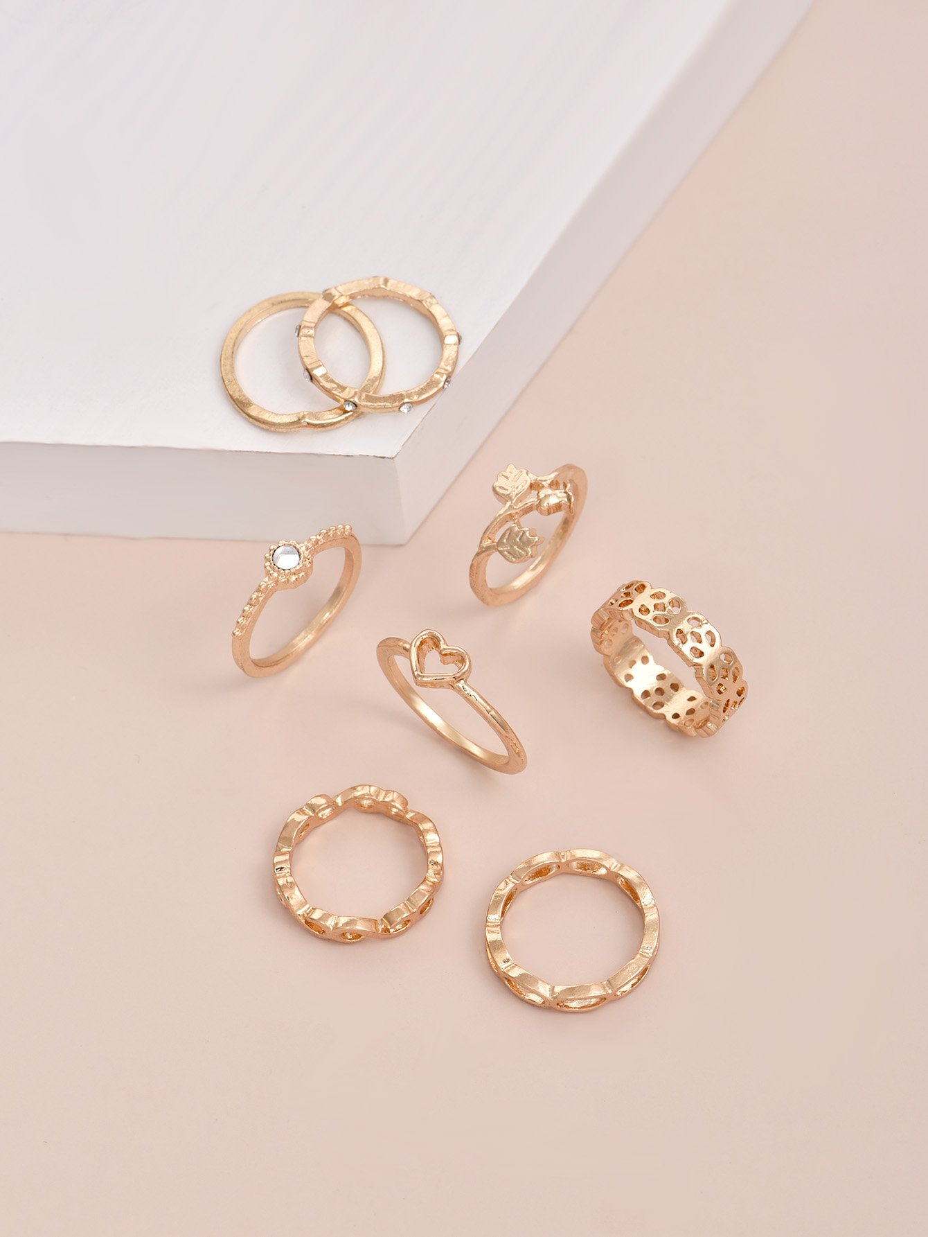 Image of Love and Flower Ring Set