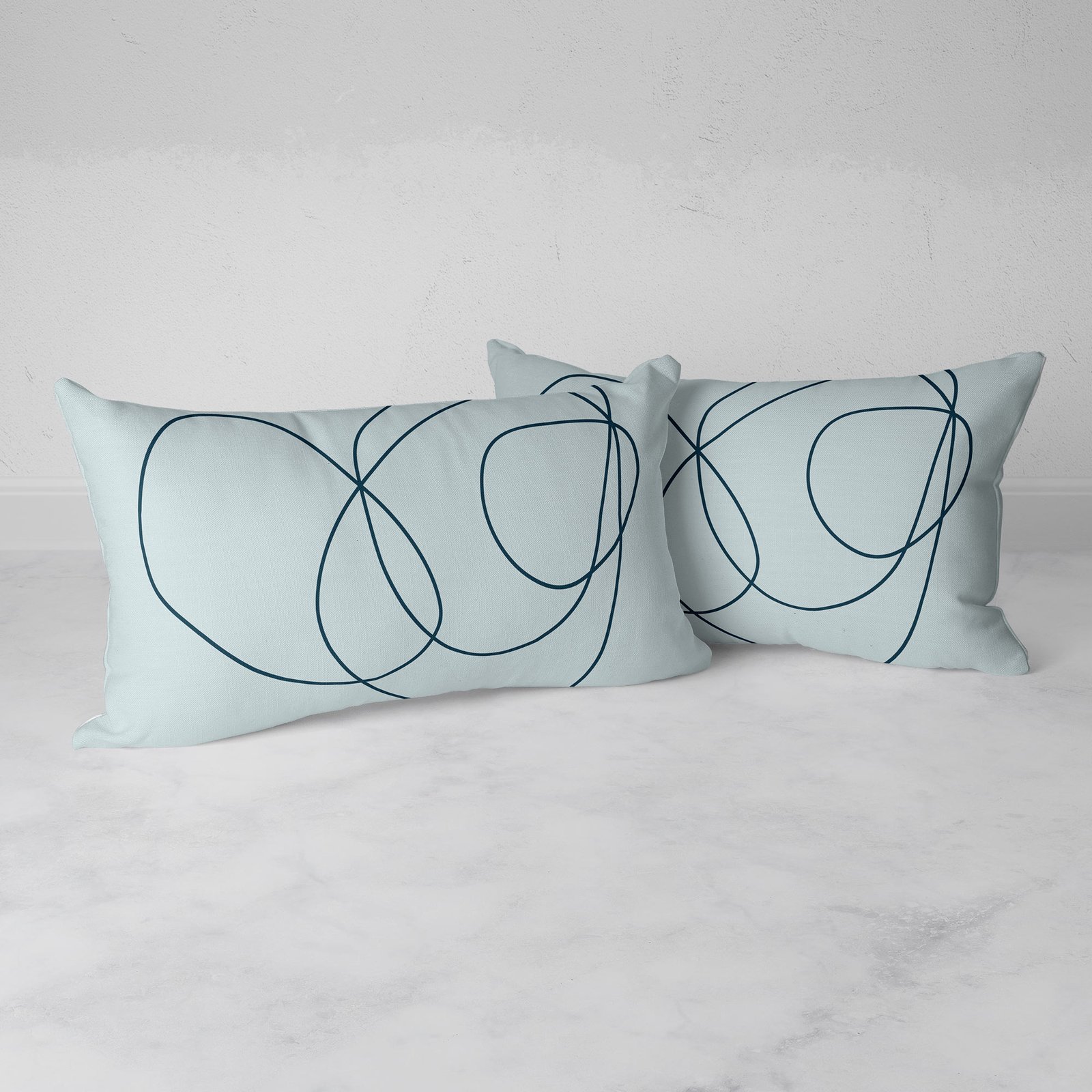 Light blue discount and white pillows