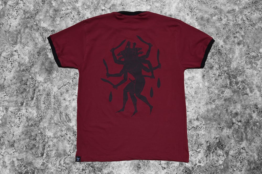 Hundred Hands Burgundy Ringer T-Shirt