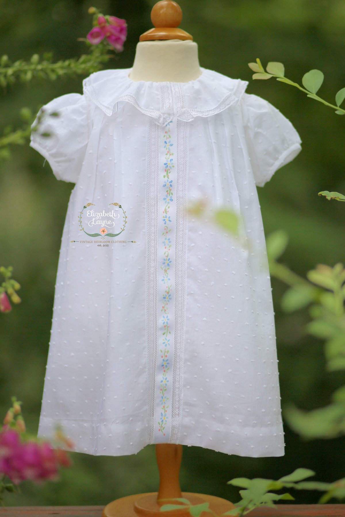 Hand Painted Insertion Ribbon Dress | Elizabeth Layne Heirloom