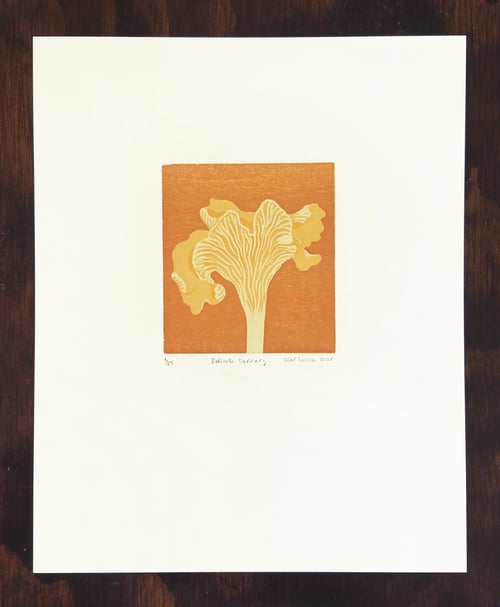 Image of "Delicate Delicacy" Chanterelle Woodcut Print