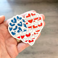 3” USA Flag Heart of Heart Vinyl Sticker