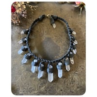 Image 2 of The Empress Necklace - Clear Quartz Crystals and Shadow Leather