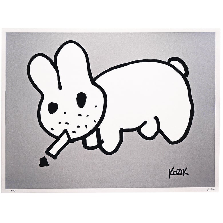 Image of Frank Kozik  ltd edition Smorkin Labbit - Metallic Silver flake