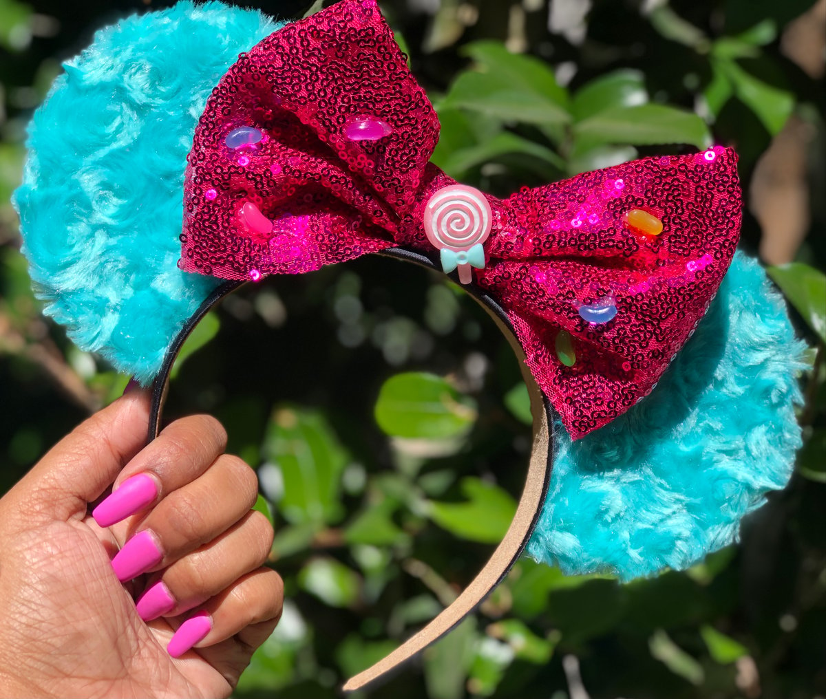 Image of Vanellope inspired fluffy candy mouse ears 
