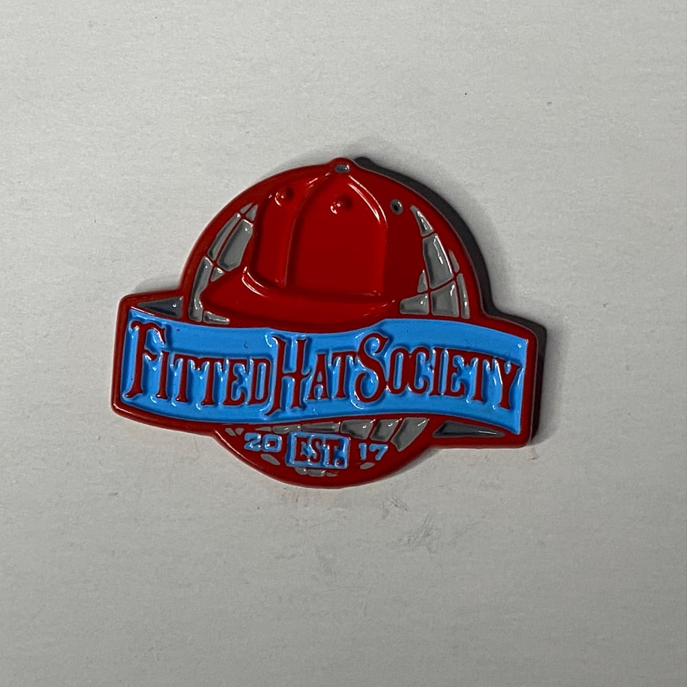 World Enamel Pin - Lava Red / Sky Blue