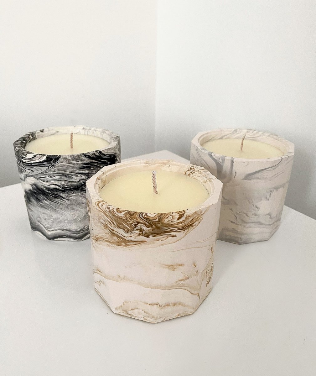 Marble Effect Candle Pots Serene Home
