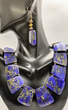 Original "Lapis Lazuli in Copper Dust Necklace Set" Make A Statement!!!