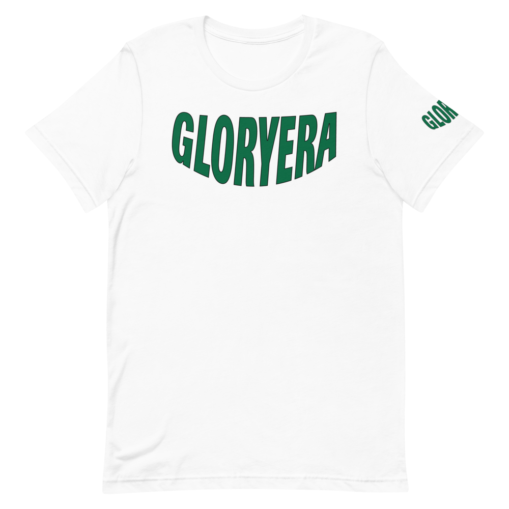 Image of GLORYERA® CREW TEE (WHITE/GREEN/BLACK OUTLINE)