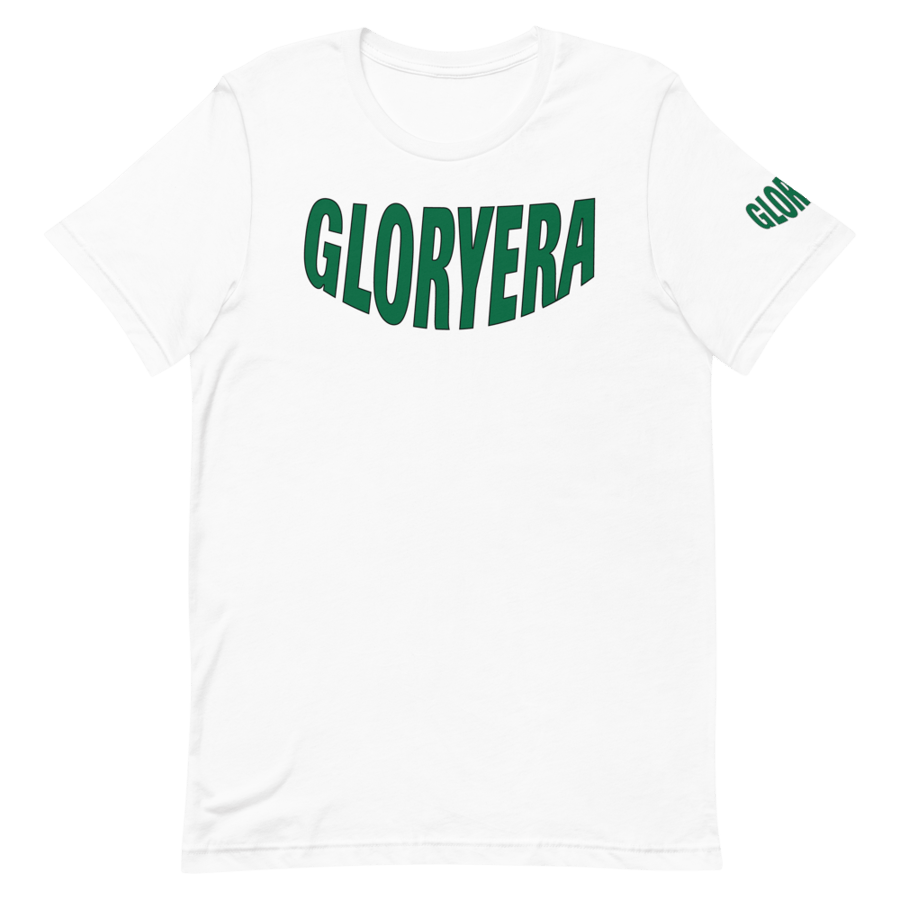 Image of GLORYERA® CREW TEE (WHITE/GREEN/BLACK OUTLINE)