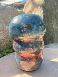 Image 2 of Turquoise bird inspired Raku vase