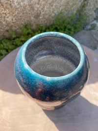 Image 3 of Turquoise bird inspired Raku vase