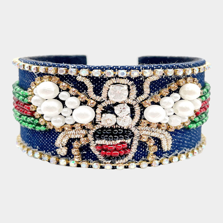 Image of Denim Gucci Inspired Cuff Bracelet 