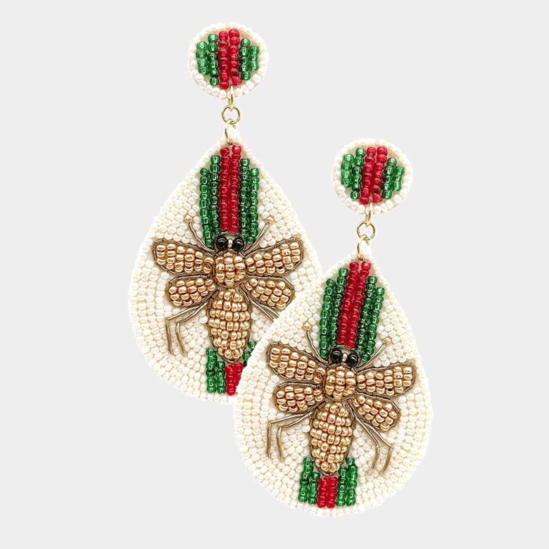 Image of White Gucci Inspired Bee Earrings 
