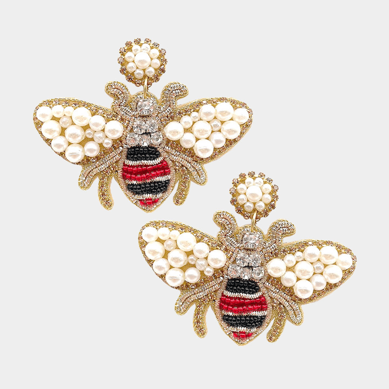 Image of Queen Bee White Gucci Inspired Earrings 